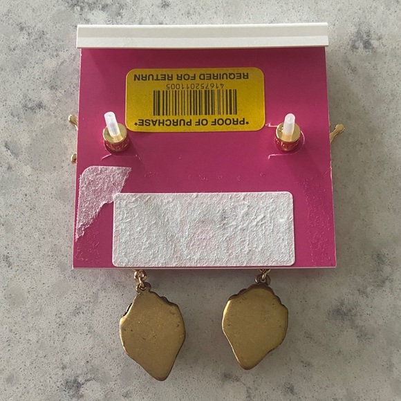 Kurt Geiger London evil eye Gold and Pink Eye Heart eagle head drop Earrings - Picture 2 of 4